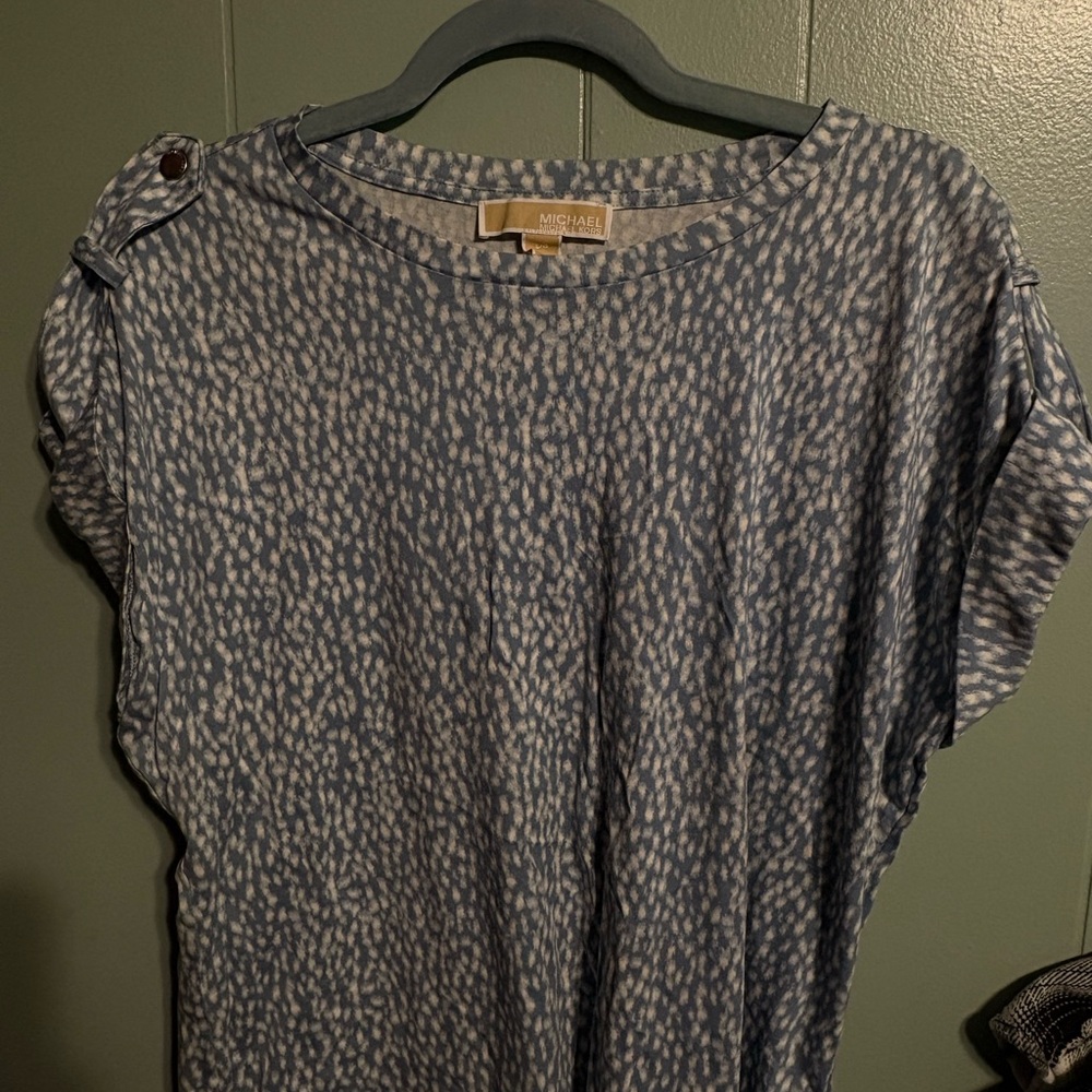 Michael Kors Gray and Blue Short Sleeve Top